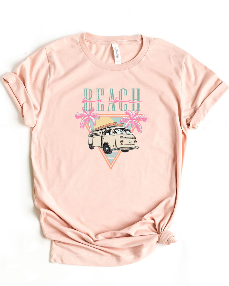 Front of a size XL Beach Van Triangle Short Sleeve Graphic Tee in Blush by Simply Sage Market. | dia_product_style_image_id:295490